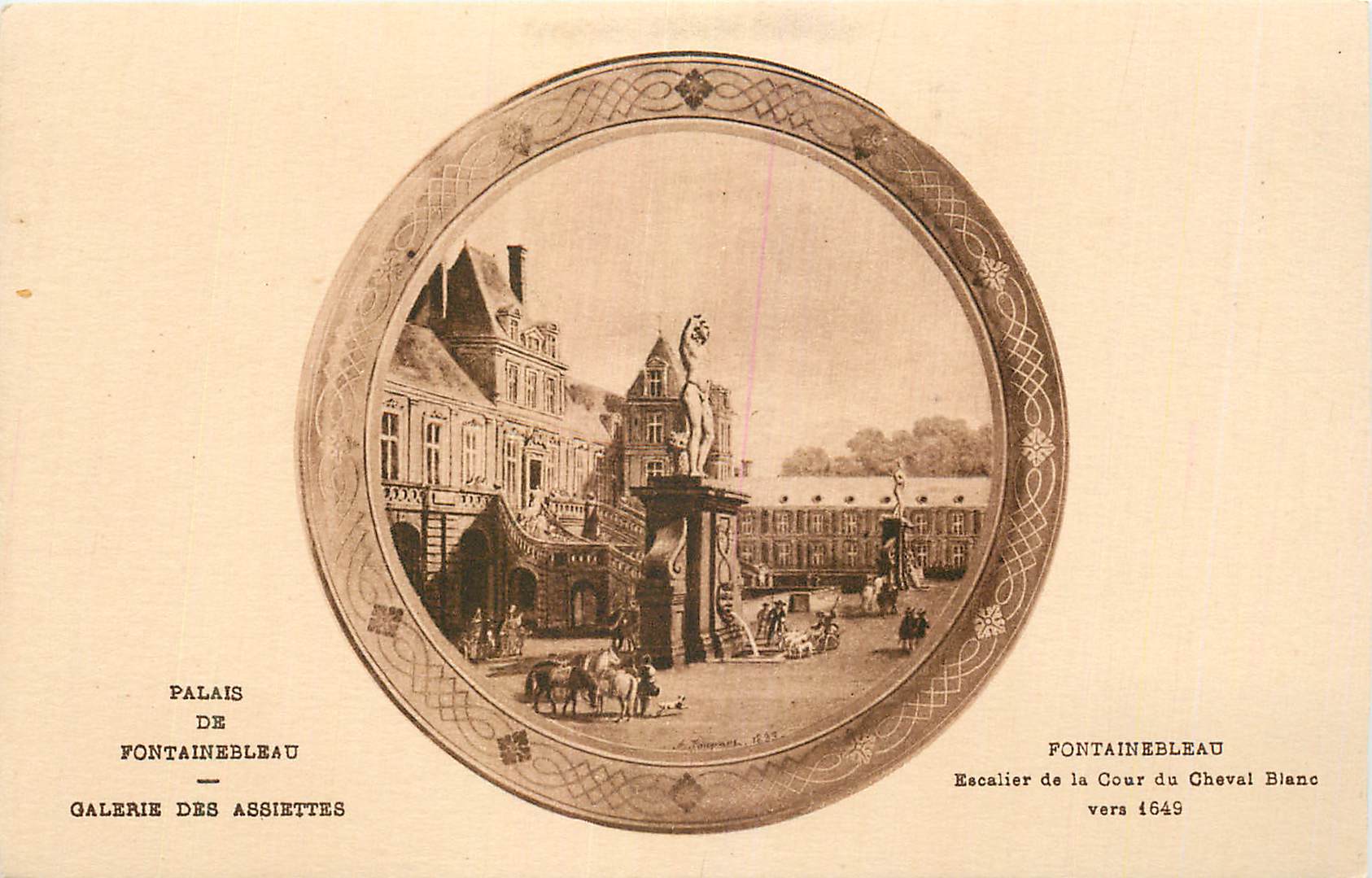 Schloss Fontainebleau — Galerie der Teller — Treppen der Cour du Cheval Blanc um 1649